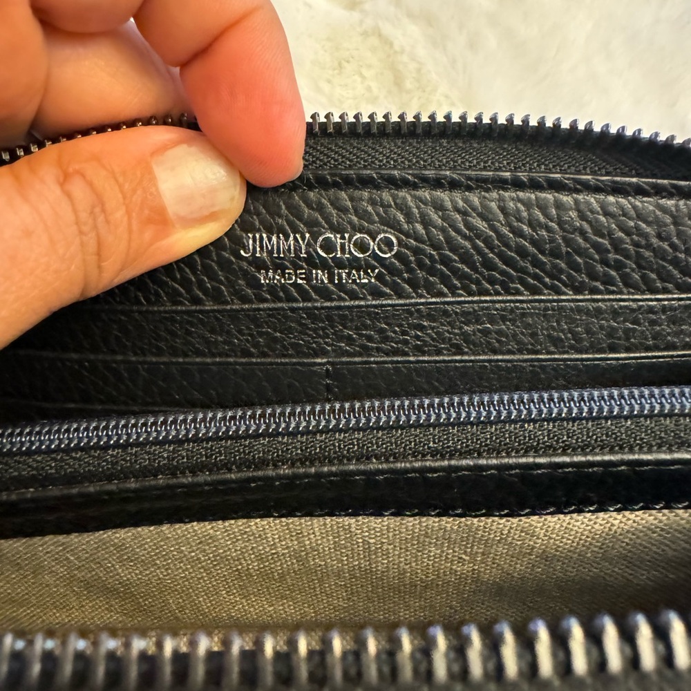 JIMMY CHOO Black Leather Zipper Wallet With Studs. 100% Authentic. - Picture 8 of 15